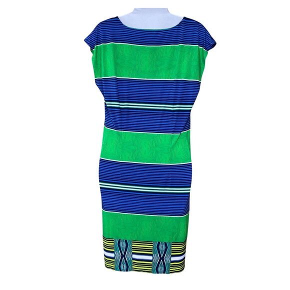 Laundry by Shelli Segal Cap Sleeve Geometric Print Stretch Shift Dress Small - Picture 3 of 7